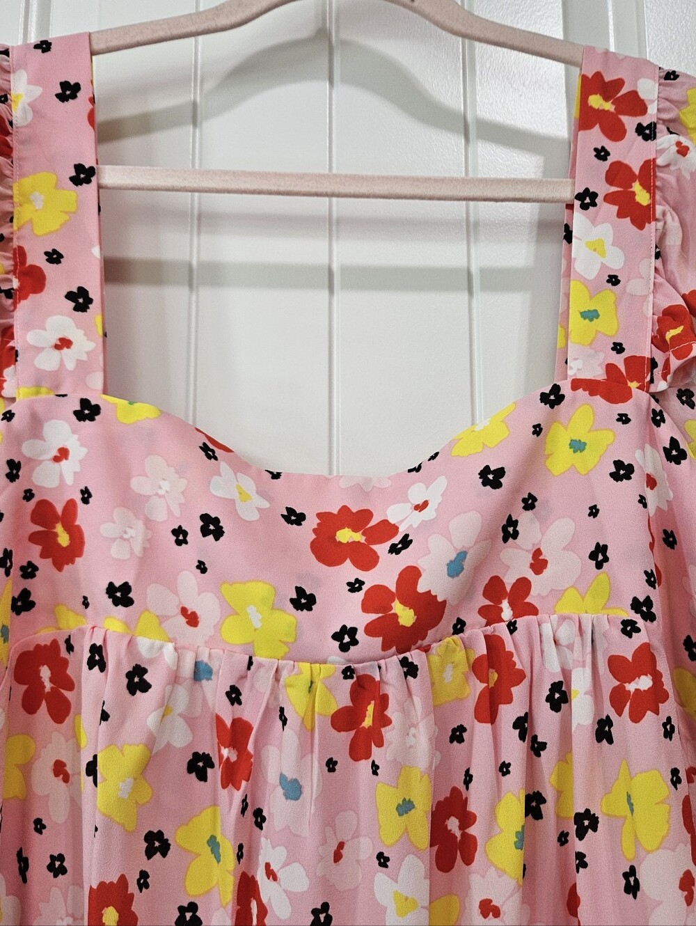 Pink Floral Ruffle Shoulder Sundress - Picture 9 of 14